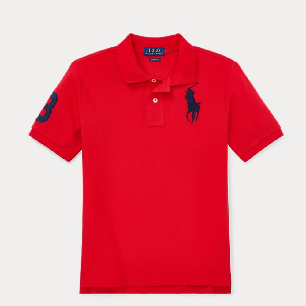 Ralph Lauren Kids Polo Shirt in Red with Blue Logo
